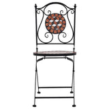 NNEVL 3 Piece Mosaic Bistro Set Ceramic Tile Terracotta