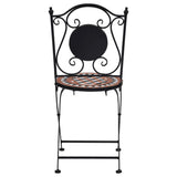 NNEVL 3 Piece Mosaic Bistro Set Ceramic Tile Terracotta