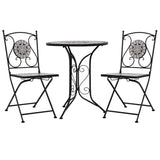 NNEVL 3 Piece Mosaic Bistro Set Ceramic Tile Grey