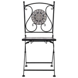 NNEVL 3 Piece Mosaic Bistro Set Ceramic Tile Grey