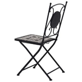 NNEVL 3 Piece Mosaic Bistro Set Ceramic Tile Grey