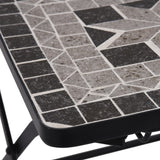 NNEVL 3 Piece Mosaic Bistro Set Ceramic Tile Grey