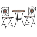 NNEVL 3 Piece Mosaic Bistro Set Ceramic Tile Orange/Grey