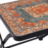 NNEVL 3 Piece Mosaic Bistro Set Ceramic Tile Orange/Grey