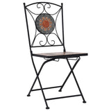 NNEVL 3 Piece Mosaic Bistro Set Ceramic Tile Orange/Grey