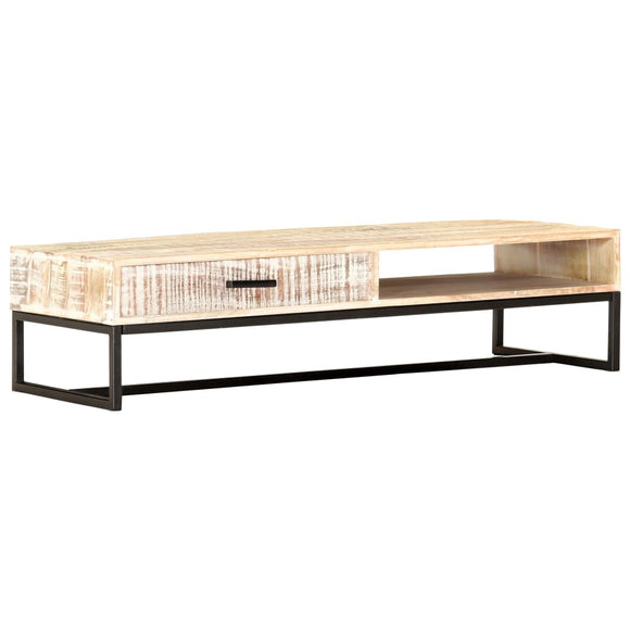 NNEVL Coffee Table White 117x50x30 cm Solid Acacia Wood