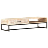 NNEVL Coffee Table White 117x50x30 cm Solid Acacia Wood