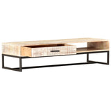 NNEVL Coffee Table White 117x50x30 cm Solid Acacia Wood