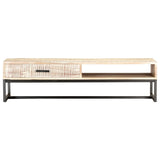 NNEVL Coffee Table White 117x50x30 cm Solid Acacia Wood