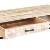 NNEVL Coffee Table White 117x50x30 cm Solid Acacia Wood