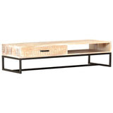 NNEVL Coffee Table White 117x50x30 cm Solid Acacia Wood