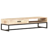 NNEVL Coffee Table White 117x50x30 cm Solid Acacia Wood