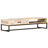 NNEVL Coffee Table White 117x50x30 cm Solid Acacia Wood