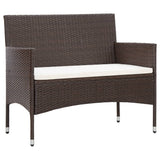 NNEVL 4 Piece Garden Lounge Set with Cushions Poly Rattan Brown