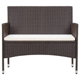 NNEVL 4 Piece Garden Lounge Set with Cushions Poly Rattan Brown