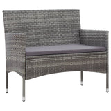 NNEVL 4 Piece Garden Lounge Set with Cushions Poly Rattan Grey