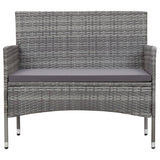NNEVL 4 Piece Garden Lounge Set with Cushions Poly Rattan Grey