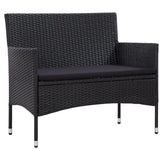 NNEVL 4 Piece Garden Lounge Set with Cushions Poly Rattan Black