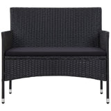 NNEVL 4 Piece Garden Lounge Set with Cushions Poly Rattan Black