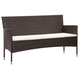 NNEVL 4 Piece Garden Lounge Set With Cushions Poly Rattan Brown
