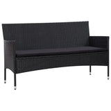 NNEVL 4 Piece Garden Lounge Set With Cushions Poly Rattan Black