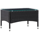 NNEVL 4 Piece Garden Lounge Set With Cushions Poly Rattan Black