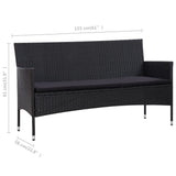 NNEVL 4 Piece Garden Lounge Set With Cushions Poly Rattan Black