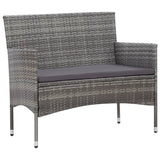 NNEVL 5 Piece Garden Lounge Set With Cushions Poly Rattan Grey