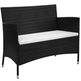 NNEVL Garden Bench with Cushion Poly Rattan Black