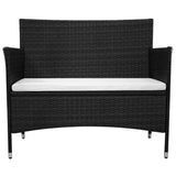 NNEVL Garden Bench with Cushion Poly Rattan Black
