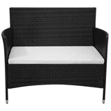 NNEVL Garden Bench with Cushion Poly Rattan Black