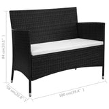 NNEVL Garden Bench with Cushion Poly Rattan Black