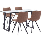 NNEVL 5 Piece Dining Set Medium Brown Faux Leather