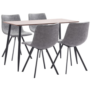 NNEVL 5 Piece Dining Set Grey Faux Leather