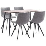 NNEVL 5 Piece Dining Set Grey Faux Leather