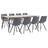 NNEVL 9 Piece Dining Set Grey Faux Leather