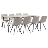 NNEVL 9 Piece Dining Set Light Grey Faux Leather