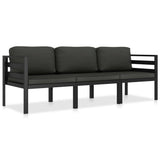 NNEVL 3 Piece Garden Lounge Set with Cushions Aluminium Anthracite