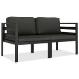 NNEVL 2 Piece Garden Sofa Set with Cushions Aluminium Anthracite