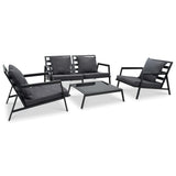 NNEVL 4 Piece Garden Lounge Set with Cushions Aluminium Dark Grey