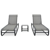NNEVL Sun Loungers 2 pcs with Table Textilene and Aluminium