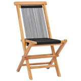 NNEVL Folding Garden Chairs 2 pcs Solid Teak Wood and Rope