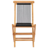 NNEVL Folding Garden Chairs 2 pcs Solid Teak Wood and Rope