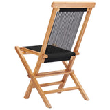 NNEVL Folding Garden Chairs 2 pcs Solid Teak Wood and Rope