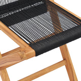 NNEVL Folding Garden Chairs 2 pcs Solid Teak Wood and Rope