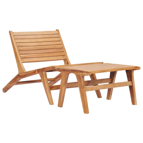 NNEVL Garden Chair with Footrest Solid Teak Wood