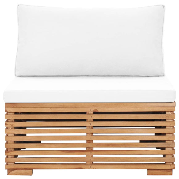 NNEVL Garden Middle Sofa with Cream Cushion Solid Teak Wood