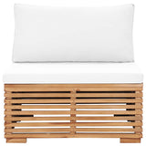 NNEVL Garden Middle Sofa with Cream Cushion Solid Teak Wood