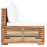 NNEVL Garden Middle Sofa with Cream Cushion Solid Teak Wood