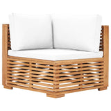NNEVL Garden Corner Sofa with Cream Cushion Solid Teak Wood